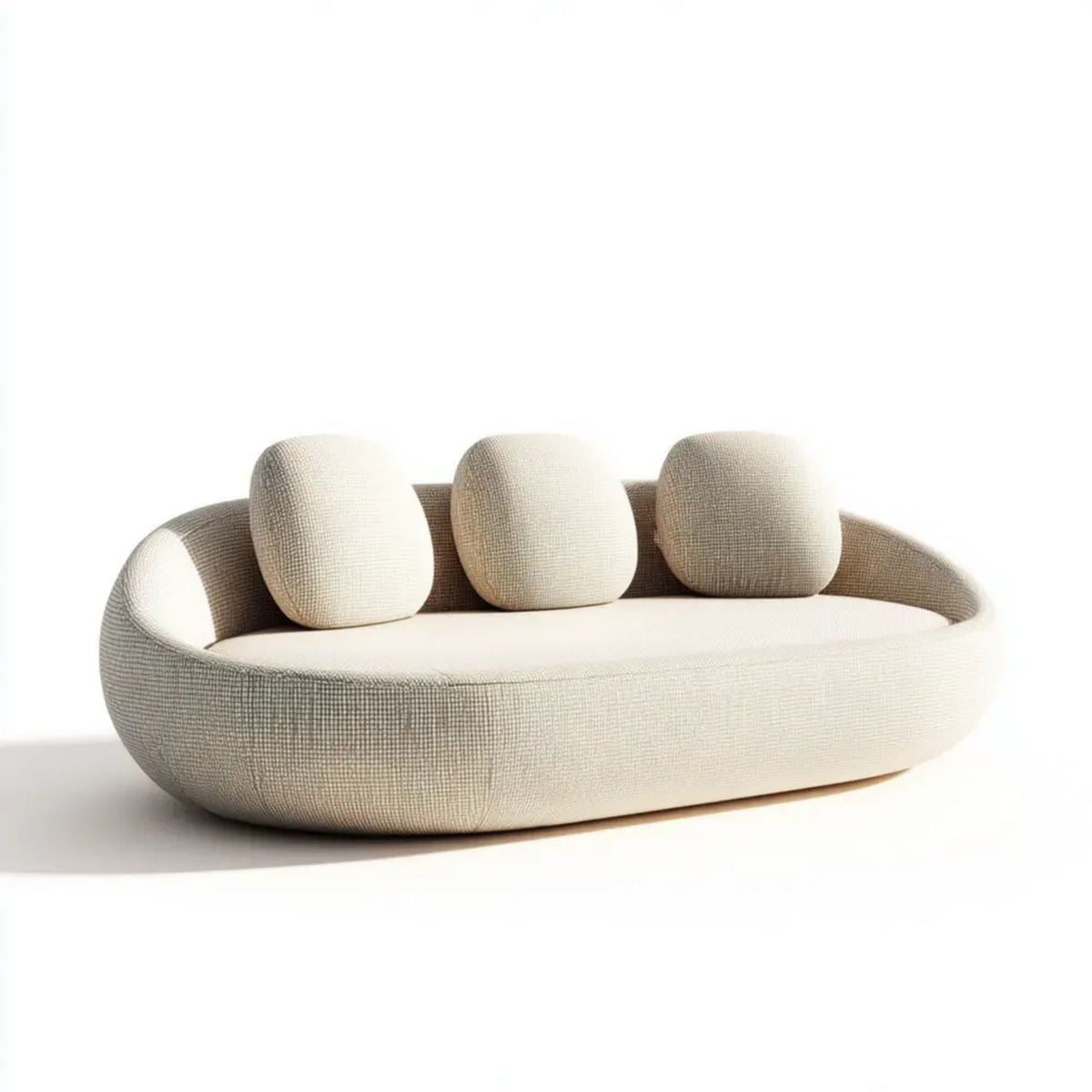 Sofa, 3-osobowa sofa w kremie beżowym tkanina, 230 x 105 x 75 cm