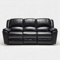 Sofa, 3-osobowa relaks sofa czarny skóra poliuretanowa 208 x 97 x 102 cm