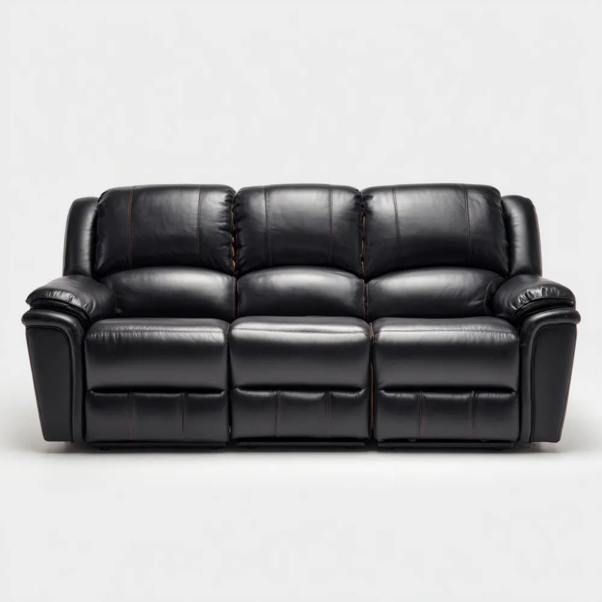 Sofa, 3-osobowa relaks sofa czarny skóra poliuretanowa 208 x 97 x 102 cm