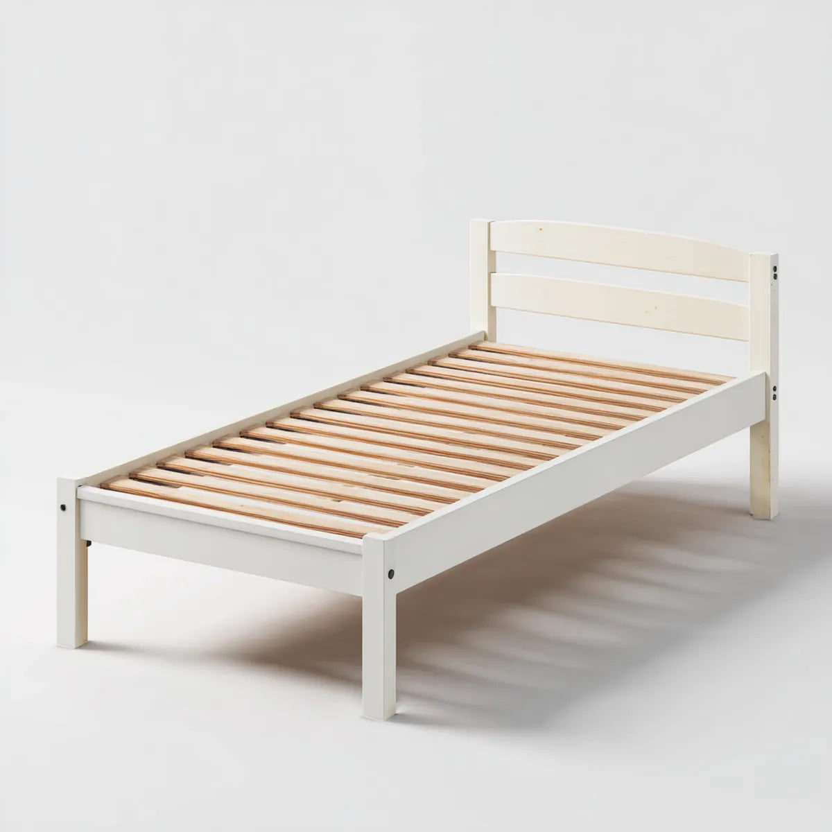 Rama łóżka, Łóżko pojedyncze rama Biała 90 x 200 cm Pine lite drewno prostokątne z ramką pogrubioną