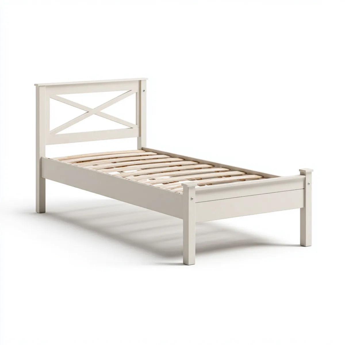 Rama łóżka, Łóżko pojedyncze rama Biała 90 x 200 cm Pine lite drewno prostokątne z ramką pogrubioną