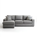 Sofa, 3-osobowa poliestrowy sofa z szezlongiem, 3 firanki szare, 250 x 160 x 85 cm
