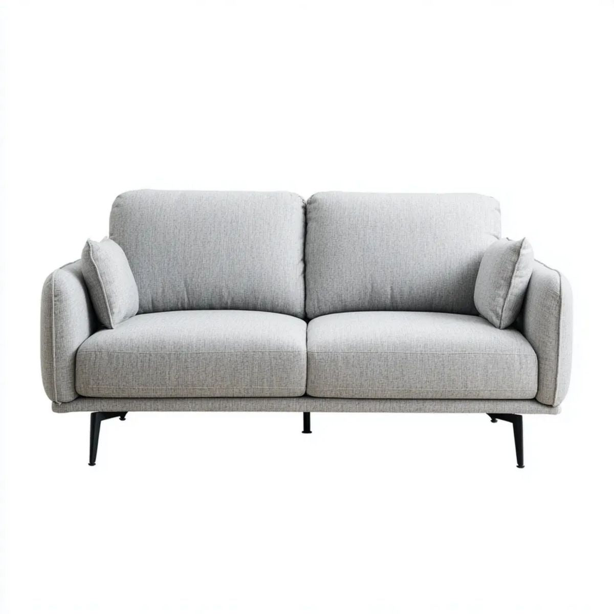 Sofa, 2-osobowa sofa w kolorze jasnoszarym poliester z metalową nogą, 180 x 85 x 85 cm