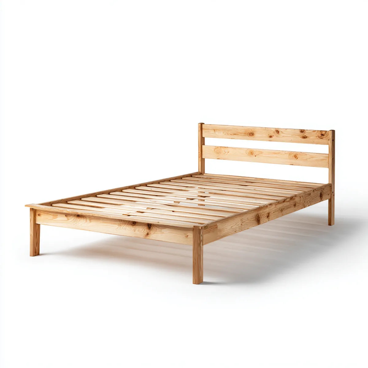 Rama łóżka, Solidne drewniane łóżko ramy naturalna 140 x 200 cm Pine drewna prostokątne z rozłupane ramki