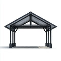 Altana lub pergola, Czarny pawilon ogrodowy 300 x 300 x 270 cm stal z podwójnym dachem z poliwęglanu