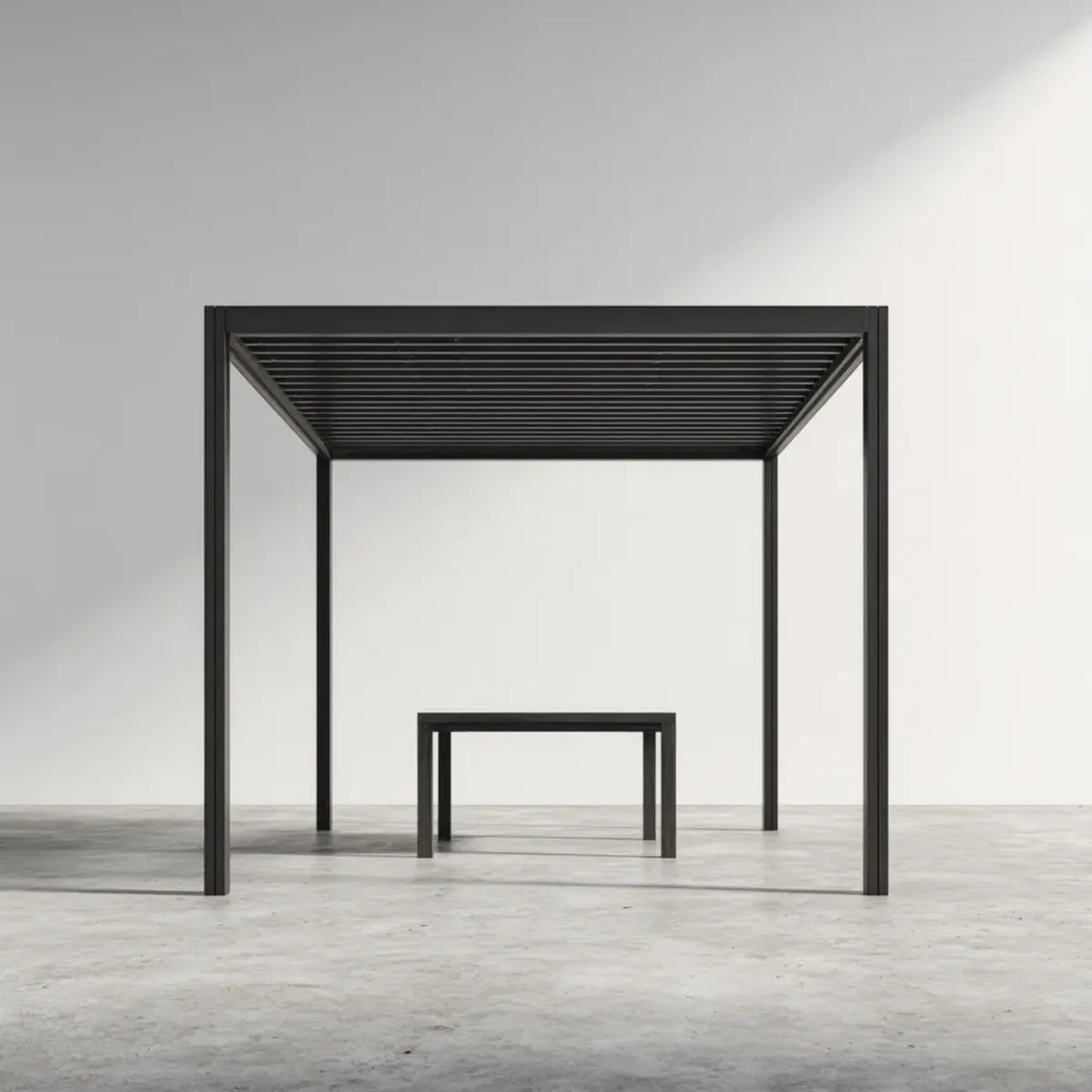 Altana lub pergola, Pergola w paski czarne 300 x 300 x 230 cm w kwadratowym aluminium