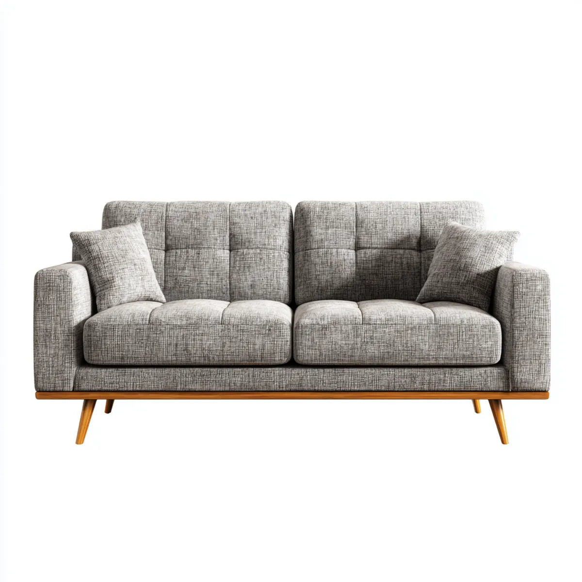 sofa 3-osobowa szara 210 x 90 x 88 cm z poliestrowym pokryciem wyściełanym pianką i stożkowym kształtem
