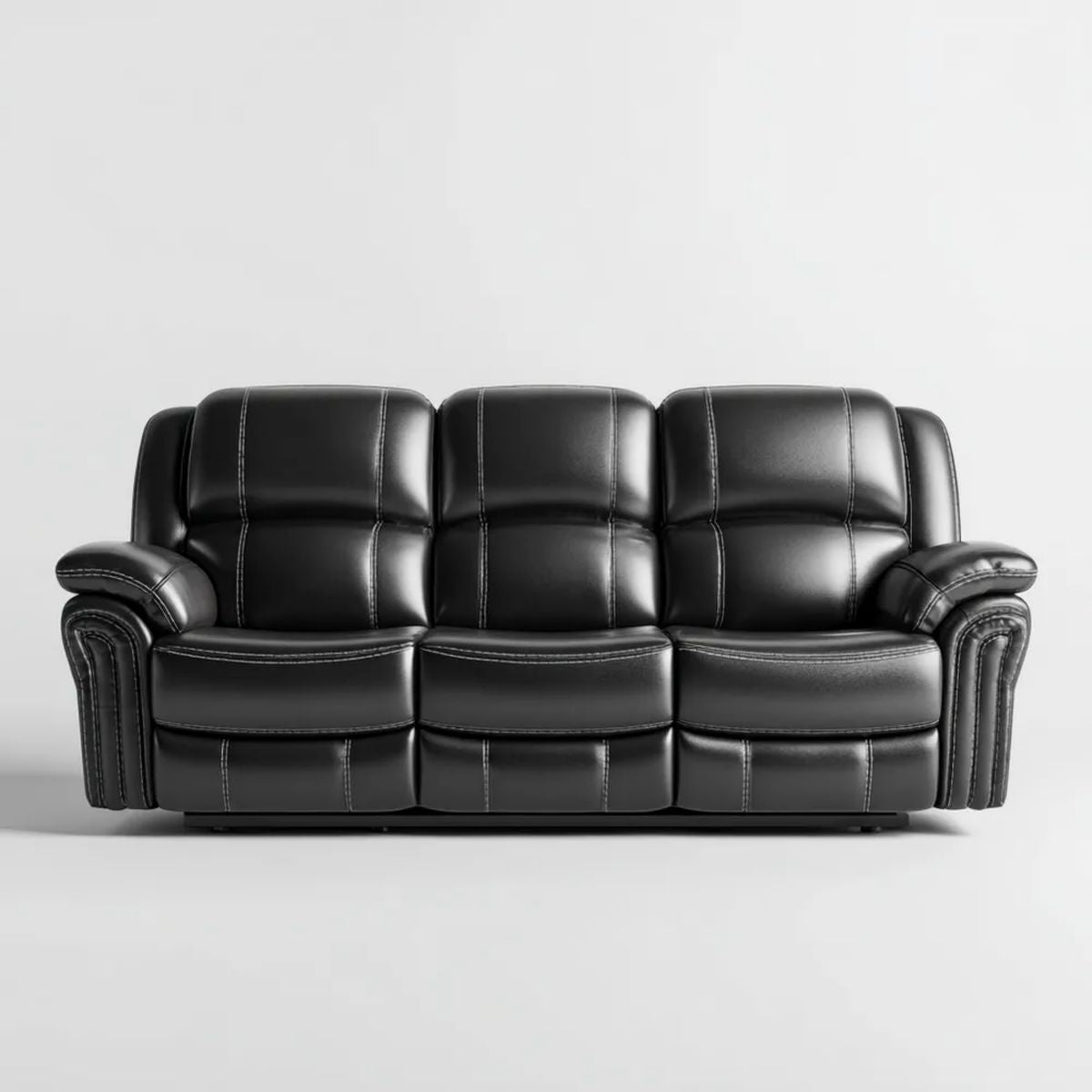 Sofa, 3-osobowa czarny sofa w PU syntetyczne skóry, 210 x 95 x 100 cm