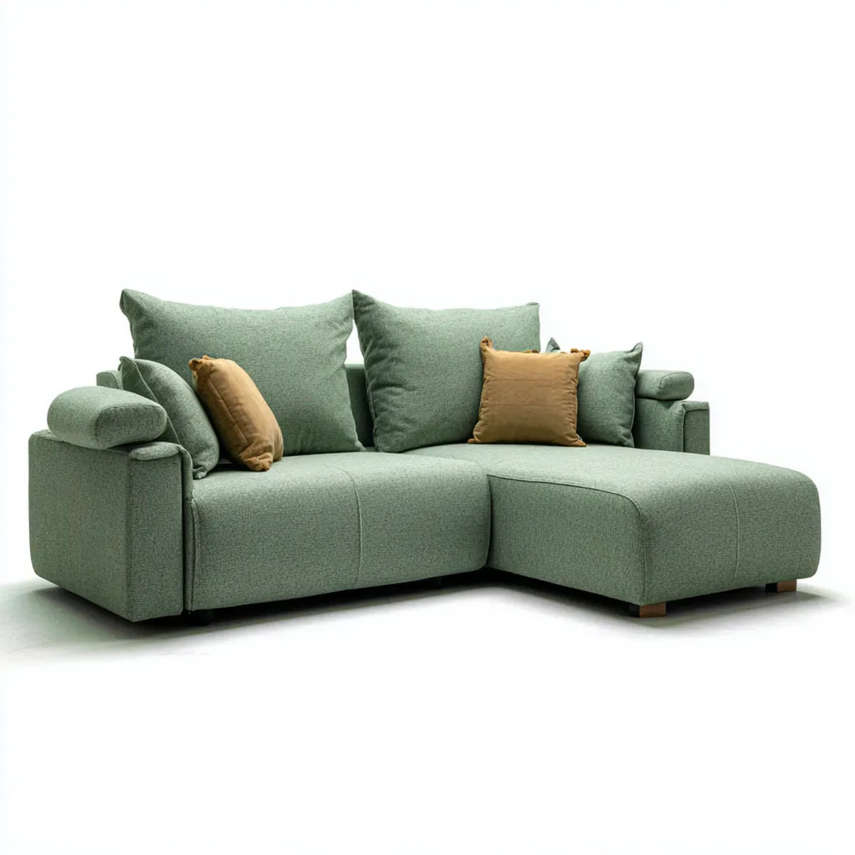 Sofa, Kanapa narożna z materiałem do tkania poliestrowego szezlongiem Grün 260 x 160 cm