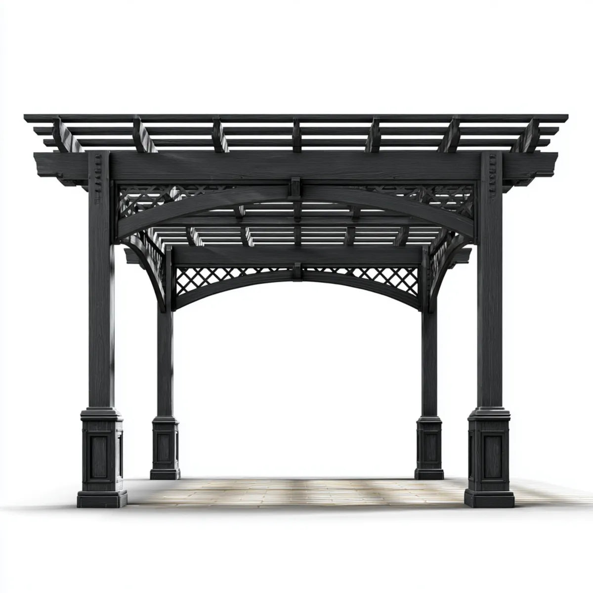 Altana lub pergola, Czarny ogród pergola w prostokątnym litym drewnie jodłowym 300 x 300 x 230 cm