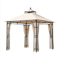 Altana lub pergola, Plac ogród tonnale beżowe i czarny 300 x 300 x 270 cm w stali i poliester z zasłonami
