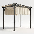 Altana lub pergola, Czarny i beżowy ogród kwadratowy pergola 300 x 300 x 230 cm w stali i poliestrze z arkuszami bocznymi