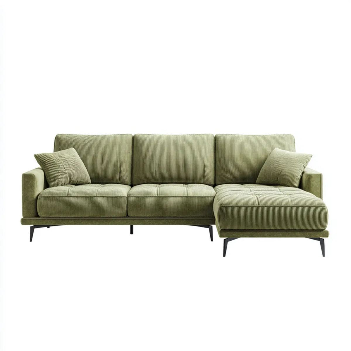 Sofa, 3-osobowa w kolorze figlarnym narożnik figlarny sofa z figlarnym szezlongiem w khaki Zielony figlare figlarny, 280 x 160 x 85 cm