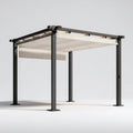 Altana lub pergola, Czarny ogród pergola z beżowym dachem 3 x 4 x 2,20 m w stali i prostokątnym poliestrze