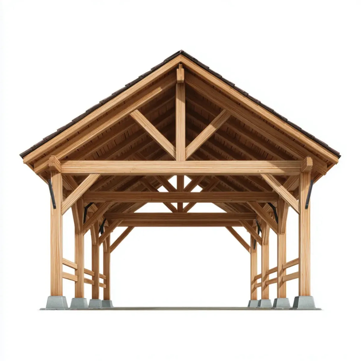 Altana lub pergola, Naturalny, stały, prostokątny pawilon ogrodowy z dwuszynowym dachem 600 x 400 x 380 cm