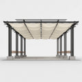Altana lub pergola, prostokątny kąt ogrodowy antracyt z ramą przesuwną kości słoniowej 600 x 300 x 250 cm w stali i poliestrze