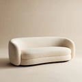 Sofa, 2-osobowa sofa w kremie fotelik tkanina, zaokrąglony kształt, 180 x 88 x 72 cm