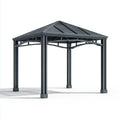 Altana lub pergola, Gaza ogrodowa ze sztywnym, kwadratowym dachem antracytowym 300 x 300 x 275 cm ocynkowana stal