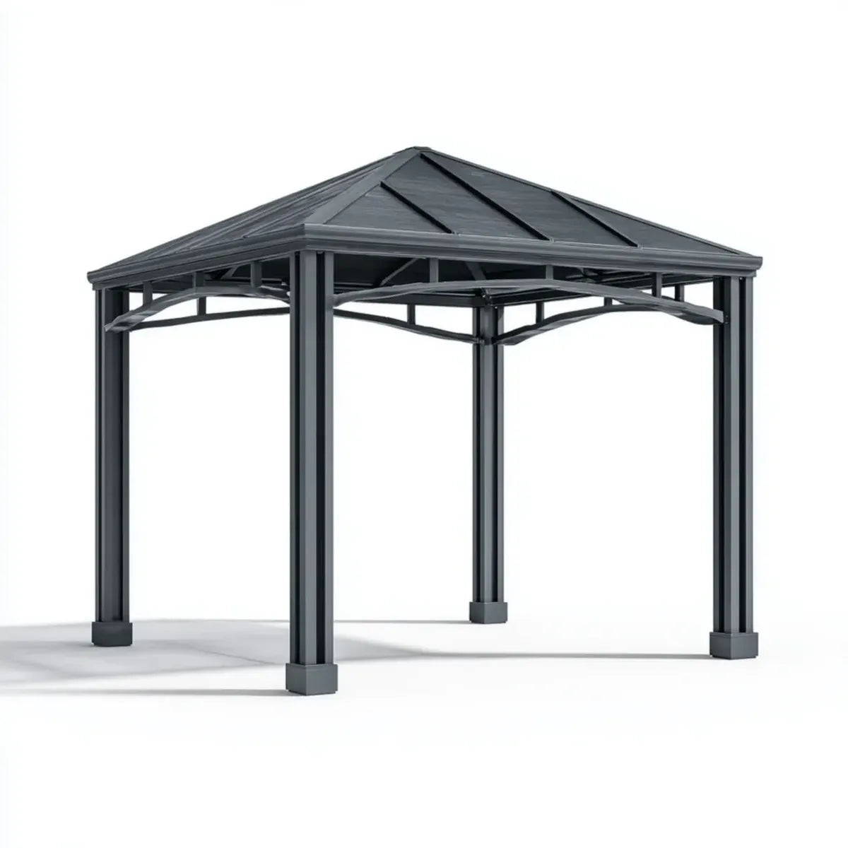 Altana lub pergola, Gaza ogrodowa ze sztywnym, kwadratowym dachem antracytowym 300 x 300 x 275 cm ocynkowana stal
