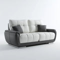 Sofa, 3-osobowa w kolorze białym i ciemnym w kolorze szarym, z polipropylenu syntetyczna skóra, 210 x 92 x 98 cm