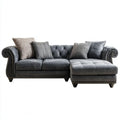 Sofa, Chesterfield 3 Support seater ethank dark ethroszary poliester ethanvelt effect with meridian ethanright, 270 x 170 x 95 cm