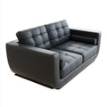 Sofa, 3-osobowa czarny skórzana kanapa PU 220 x 95 x 78 cm