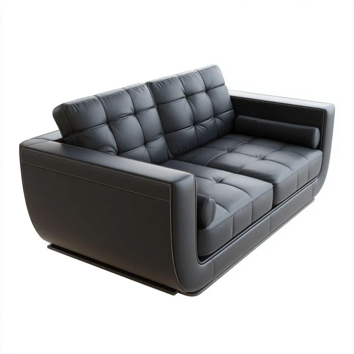 Sofa, 3-osobowa czarny skórzana kanapa PU 220 x 95 x 78 cm