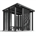 Altana lub pergola, Pawilon Pergola czarny 300 x 300 x 230 cm Stół ze stalowym dachem i ekranami prywatności