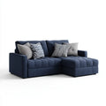 Sofa, 3-osobowa sofa firanki granatowy w poliestrowej tkaniny firankowej z szezlongiem firanki, 230 x 150 x 85 cm