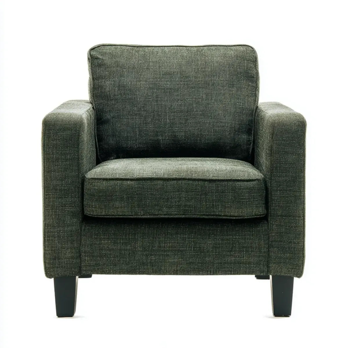 Fotel, Czarny zielony poliester salon fotel prostokątny kształt 82 x 84 x 85 cm