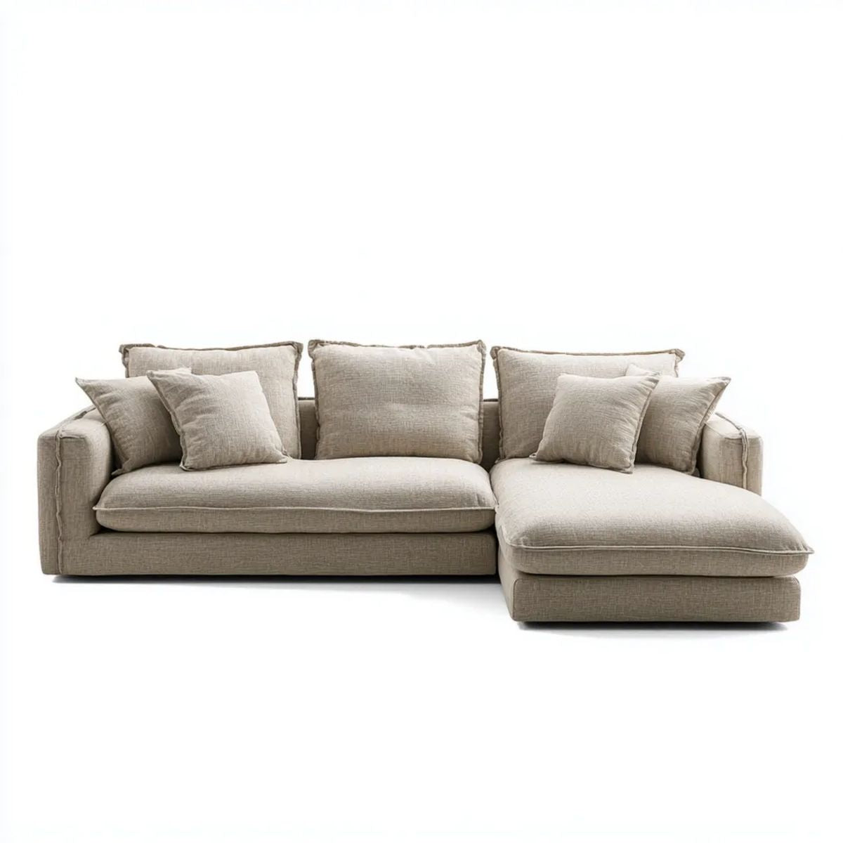 Sofa, 3-osobowa poliestrowy beżowy sofa, 260 × 160 × 85 cm