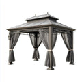 Altana lub pergola, Plac pawilon ogrodowy szary antracyt 300 x 300 x 300 cm stali i poliester z podwójnym dachu piramidy