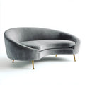 Sofa, Zakrzywiona sofa 2 szare fotele w poliestrze Belivelvet, złoto Belivelt metal Belifet nóżki, 180 x 85 x 78 cm