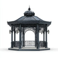 Altana lub pergola, Czarny ośmiokątny pawilon ogrodowy 300 x 300 x 420 cm w kutej stali