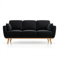 Sofa, 3-osobowa poliester sofa z lity z drewna nogi, 210 x 85 x 82 cm