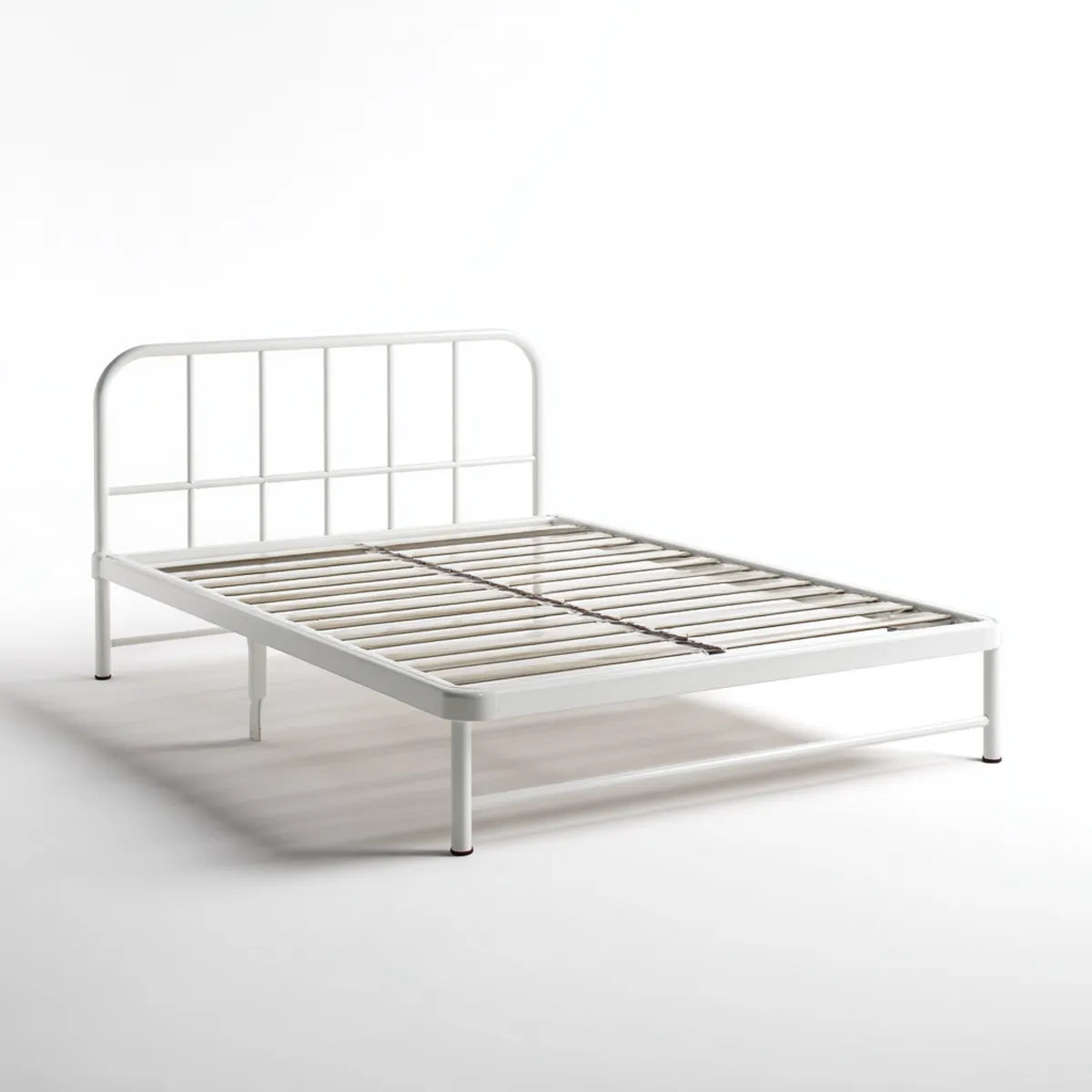 Rama łóżka, Metalowa rama z białego łóżka 140 x 200 cm stali z prostokątną ramką