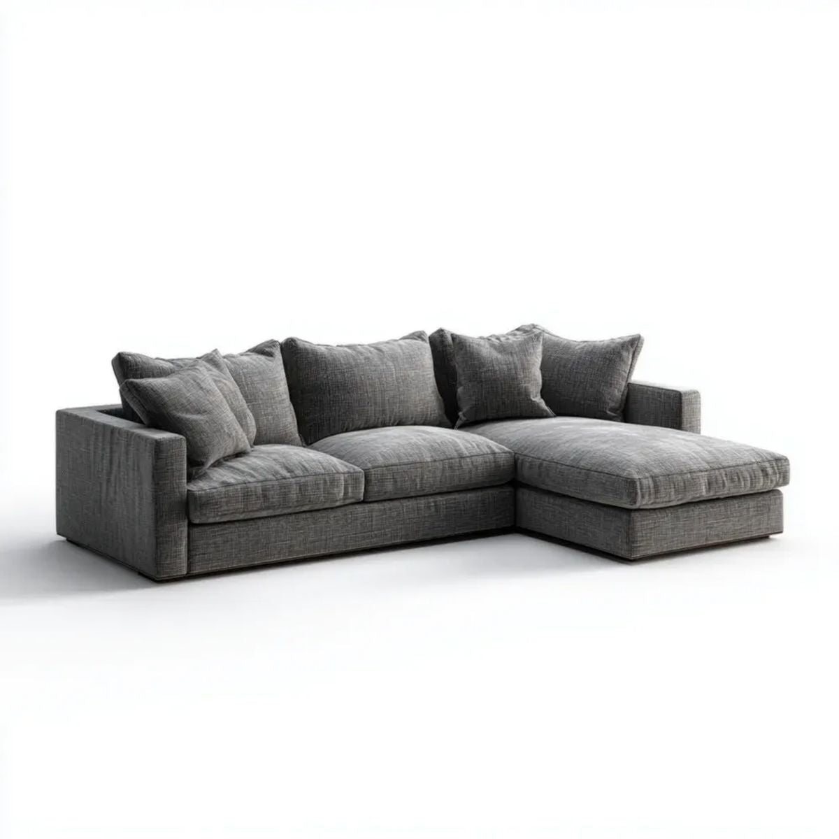 Sofa, Naprawiono narożnik sofa 3 miejsca antracyt szary poliester z szezlongiem brązowy 270 x 165 x 85 cm