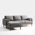 Sofa, 3 szare poliestrowe sofa z drewnianymi nóżkami, 250 x 160 x 85 cm