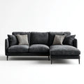 Sofa, 3-osobowa poliester elipsyjny szary antracyt sofa z diuretykiem w L, 250 x 160 x 85 cm