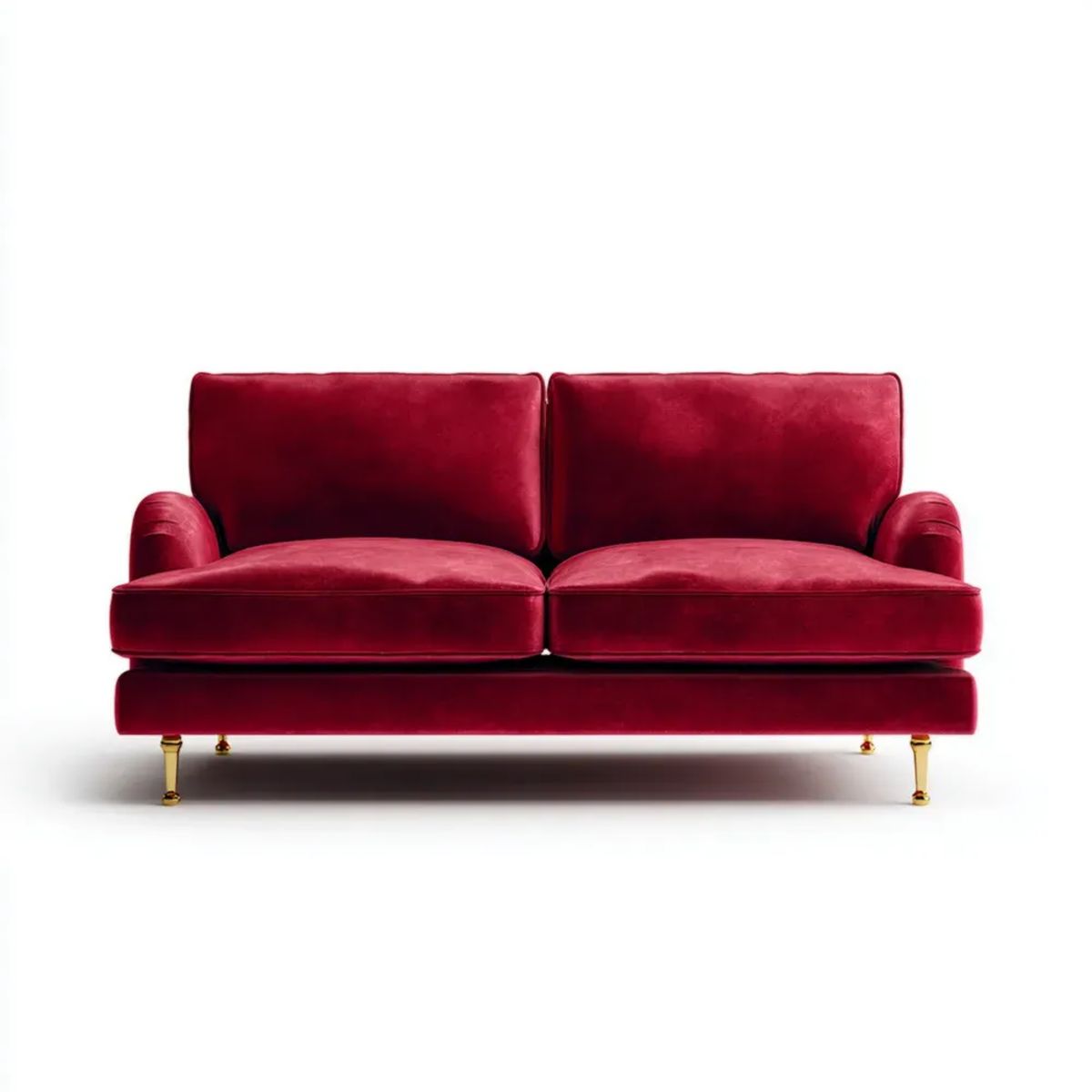 Sofa, 2-osobowa fotel sofa w kolorze burgundowym poliester ephelvet z złotym metalowym deptease nogi, 180 x 90 x 85 cm