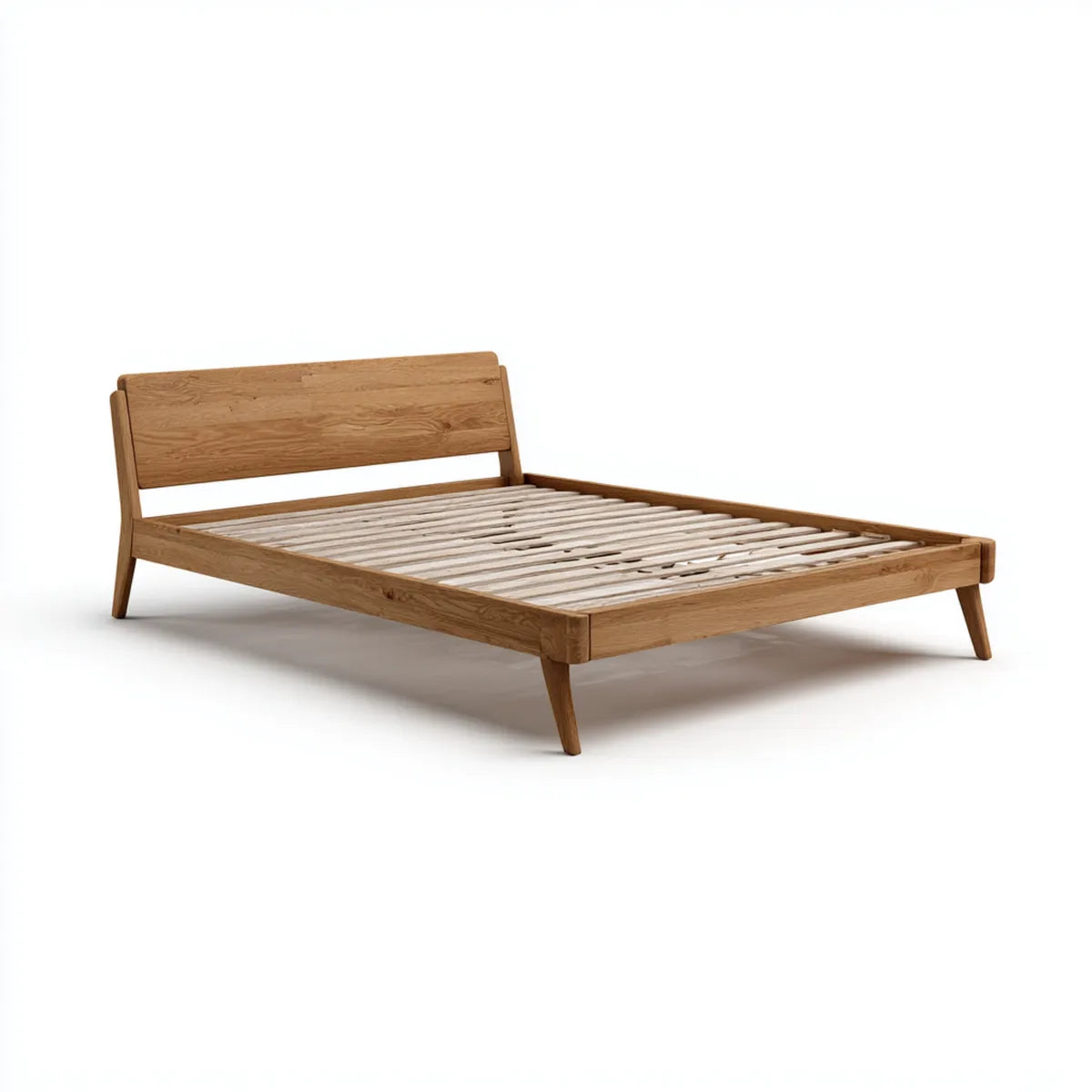 Rama łóżka, Podwójna rama z dębu naturalna 160 x 200 cm lite drewno prostokątne z ramką pogrubioną