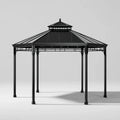 Altana lub pergola, Czarny kwadratowy ogród tonnelle 300 x 300 x 300 cm w stali i poliwęglanu