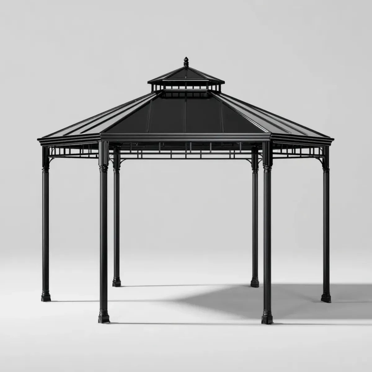 Altana lub pergola, Czarny kwadratowy ogród tonnelle 300 x 300 x 300 cm w stali i poliwęglanu