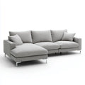 Sofa, Kanapa narożna z lewym rekameru jasnoszarym 290 x 165 x 85 cm poliestrowa tkanina kształt litery L