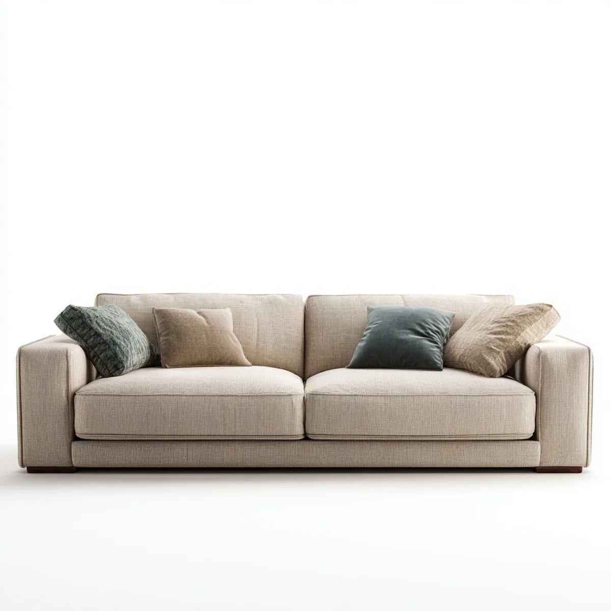 Sofa, 3-osobowa kanapa śmietana 230 x 95 x 84 cm poliester prostokątna