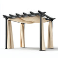 Altana lub pergola, Ogród pergola 300 x 300 x 230 cm czarny i beżowy stal z dachem i 4 zasłony