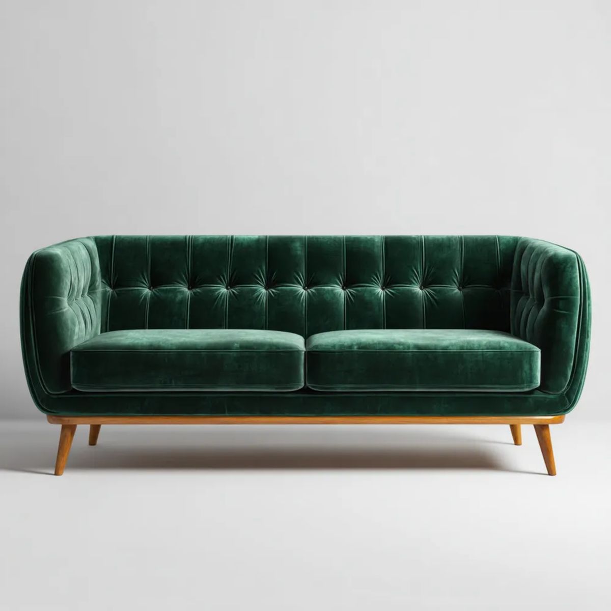 Sofa, 2 ciemnozielone sofa w poliestrze ephelvelt z litymi drewnianymi nóżkami, 180 x 85 x 78 cm