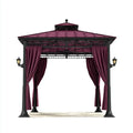 Altana lub pergola, Czarny kwadratowy ogród tonnale i bordeaux 300 x 300 x 290 cm w stali i poliester z zasłonami