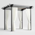 Altana lub pergola, Antracyt szary prostokątny ogród pergola z zasłonami kremowymi 400 x 300 x 230 cm w aluminium i poliestrze