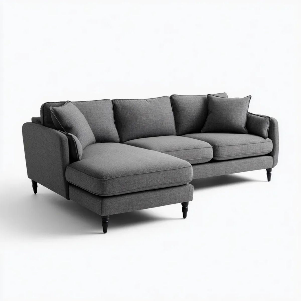 Sofa, 3 ciemnoszare poliestrowe sofy, 240 x 160 x 85 cm